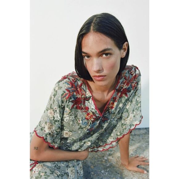 ZARA Embroidered Tunic Dress Limited New - Picture 9 of 11